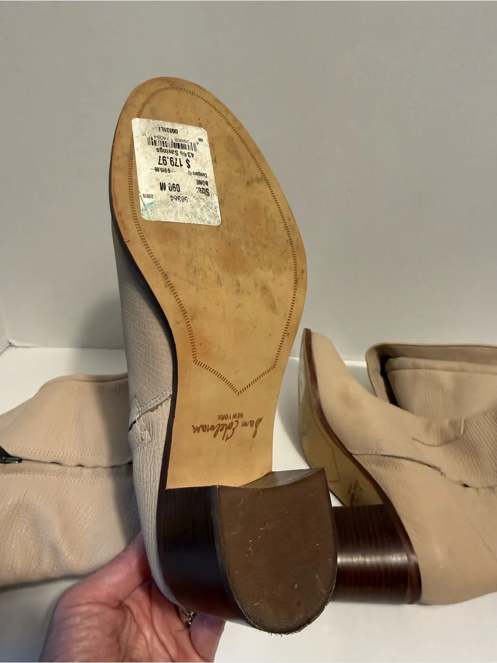 Sam Edelman over the knee bone leather upper wood heel boots ladies 9